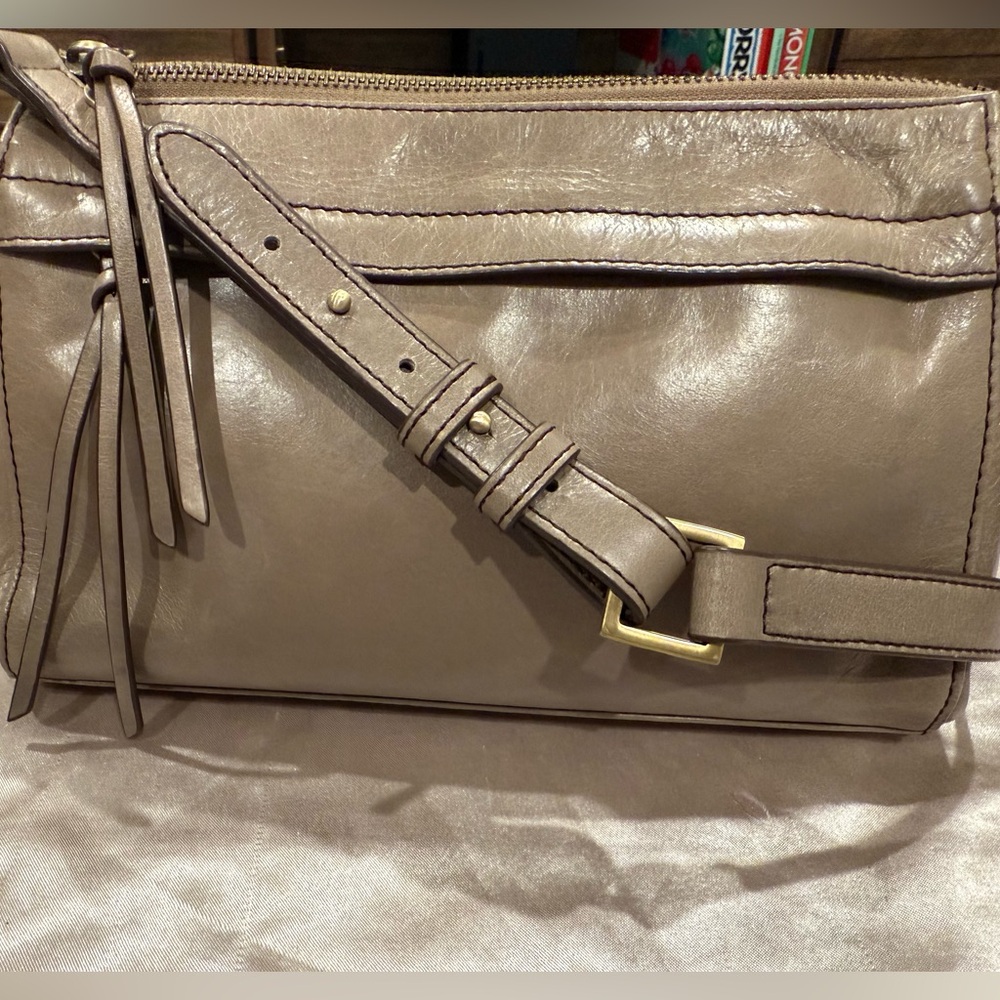 HOBO Taupe Leather Crossbody Bag